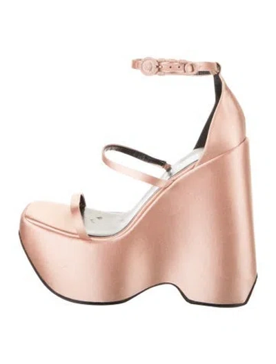 Pre-owned Versace Satin Sandals In Orange