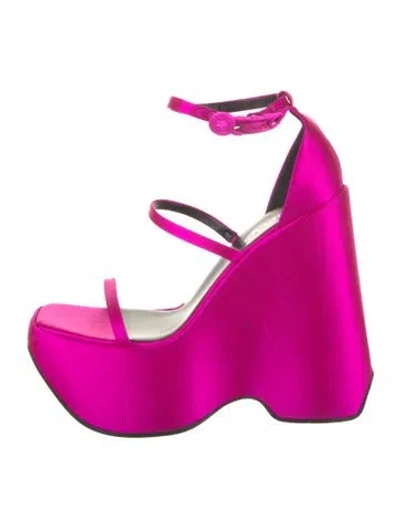 Pre-owned Versace Satin Sandals In Pink