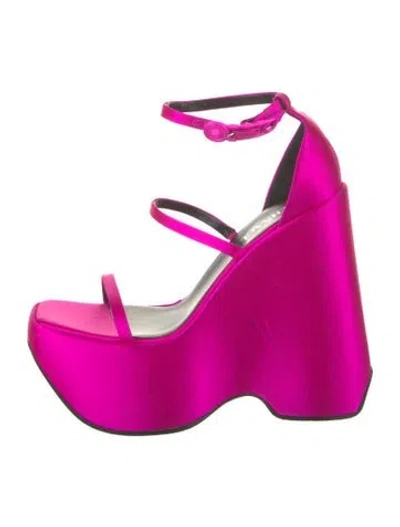 Pre-owned Versace Satin Sandals In Pink