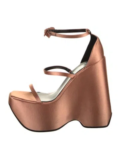 Pre-owned Versace Satin Sandals In Pink