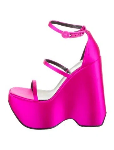 Pre-owned Versace Satin Sandals In Pink