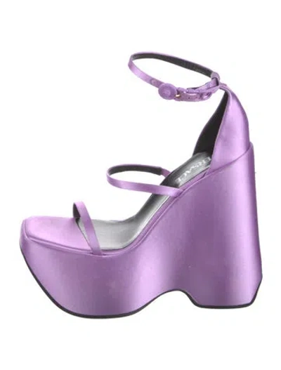Pre-owned Versace Satin Sandals In Purple