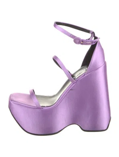 Pre-owned Versace Satin Sandals In Purple