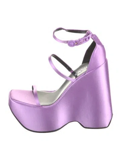 Pre-owned Versace Satin Sandals In Purple