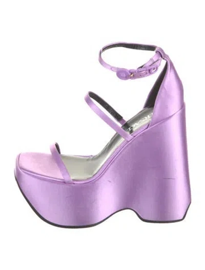 Pre-owned Versace Satin Sandals In Purple