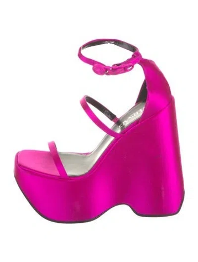 Pre-owned Versace Satin Sandals In Purple