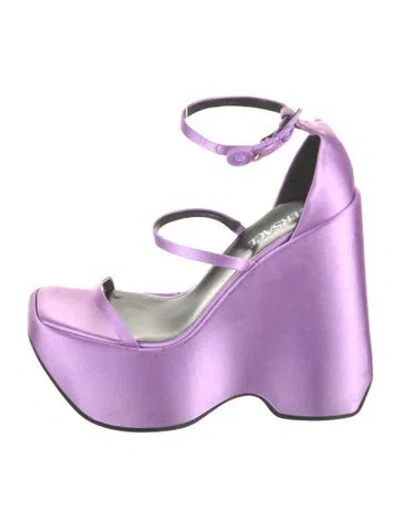 Pre-owned Versace Satin Sandals In Purple