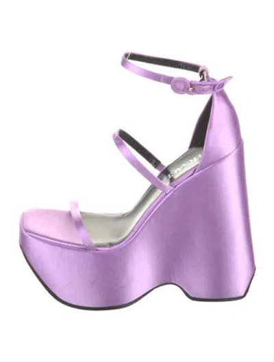 Pre-owned Versace Satin Sandals In Purple