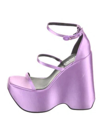 Pre-owned Versace Satin Sandals In Purple