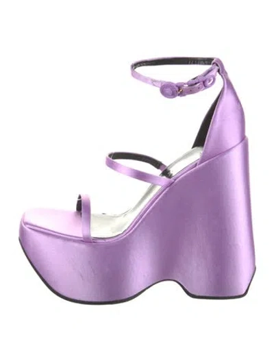 Pre-owned Versace Satin Sandals In Purple