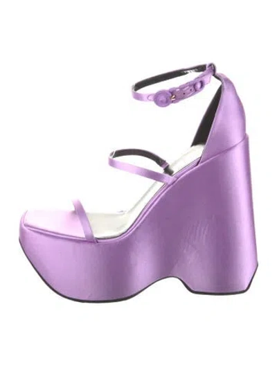 Pre-owned Versace Satin Sandals In Purple