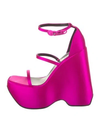 Pre-owned Versace Satin Sandals In Purple