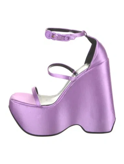 Pre-owned Versace Satin Sandals In Purple