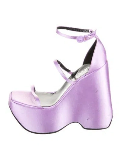Pre-owned Versace Satin Sandals In Purple