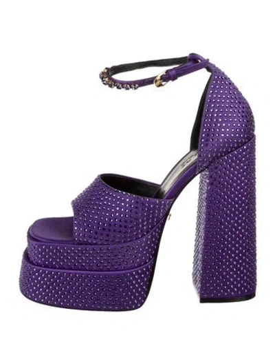 Pre-owned Versace Satin Sandals In Purple
