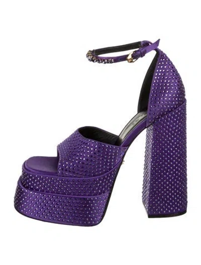 Pre-owned Versace Satin Sandals In Purple