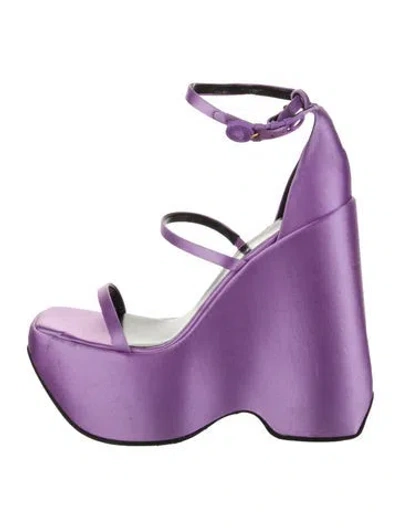 Pre-owned Versace Satin Sandals In Purple