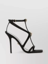 VERSACE SATIN SANDALS WITH SQUARE TOE AND STRAPPY DESIGN
