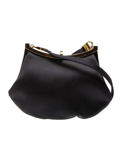 Pre-owned Versace Satin Shoulder Bag In Black