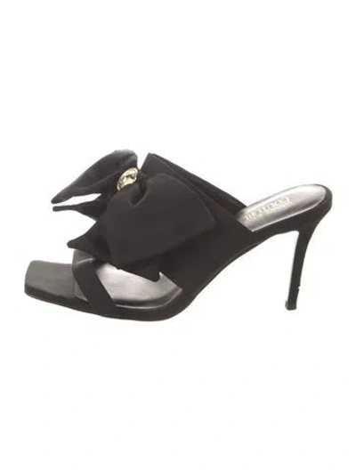 Pre-owned Versace Satin Slides In Black