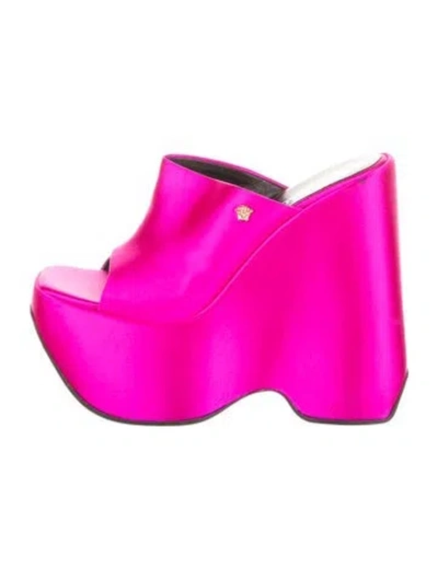 Pre-owned Versace Satin Slides In Purple