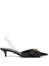 Versace Alia 45 Satin Slingback Pumps In Black  