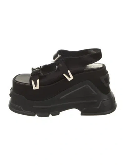 Pre-owned Versace Satin Slingback Sandals In Black