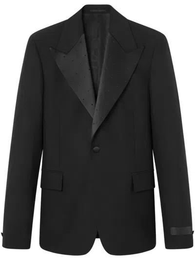 Versace Satin-trim Single-breasted Blazer In Black