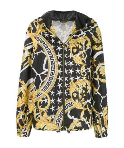 Versace Savage Baroque Printed Casual Jacket In Black