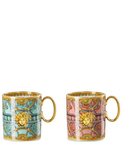 Versace Scala Del Palazzo Mug (set Of Two) In Blue