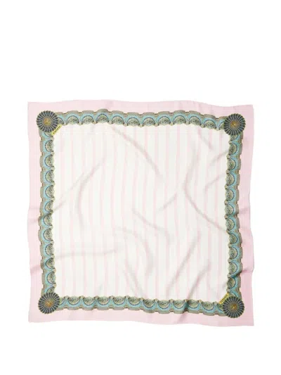 Versace Scarf 90x90 Silk Twill Bio Print "the Encore" In Pink