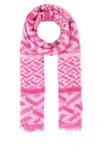 Versace Signature Print Frayed Edge Scarf In Printed