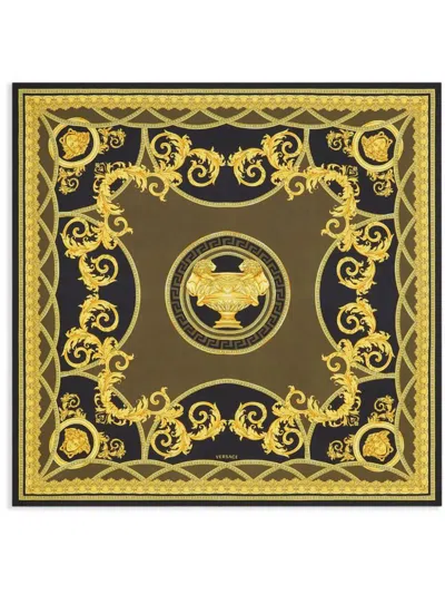 Versace La Coupe Des Dieux Silk Foulard In Black