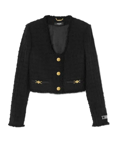 VERSACE VERSACE BUTTON-UP CROPPED JACKET