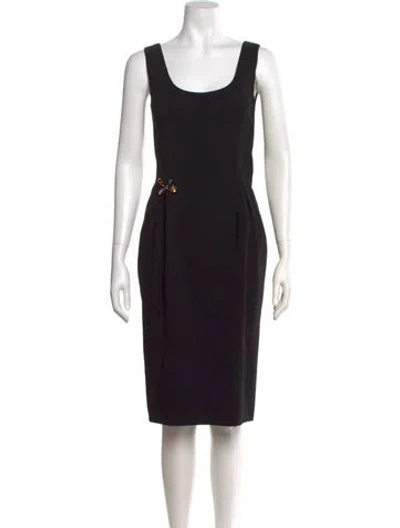 Pre-owned Versace Scoop Neck Knee-length Dress In Black