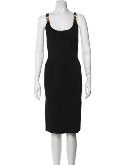 Pre-owned Versace Scoop Neck Knee-length Dress In Black