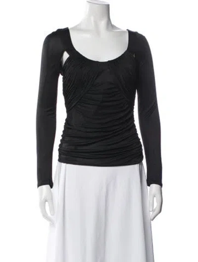 Pre-owned Versace Scoop Neck Long Sleeve Top In Black