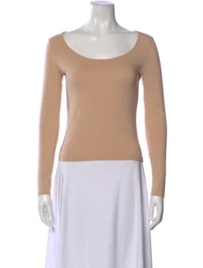 Pre-owned Versace Scoop Neck Long Sleeve Top In Neutral