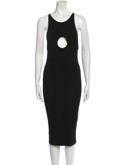 Pre-owned Versace Scoop Neck Midi Length Dress In Black