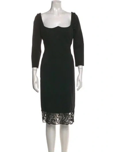Pre-owned Versace Scoop Neck Midi Length Dress In Black