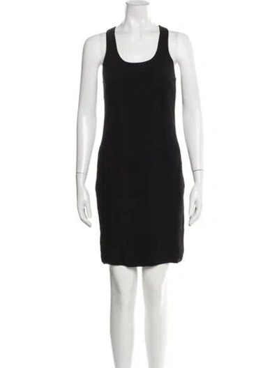 Pre-owned Versace Scoop Neck Mini Dress In Black