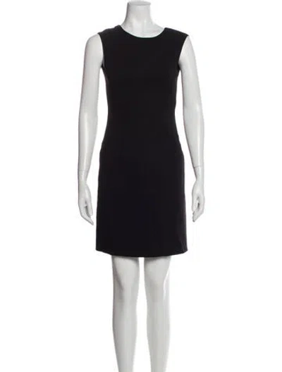 Pre-owned Versace Scoop Neck Mini Dress In Black