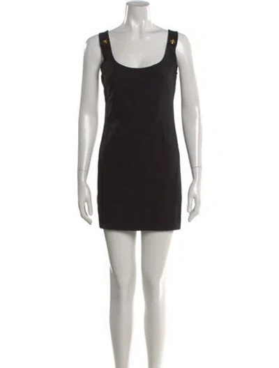 Pre-owned Versace Scoop Neck Mini Dress In Black