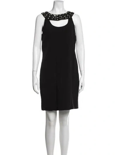 Pre-owned Versace Scoop Neck Mini Dress In Black