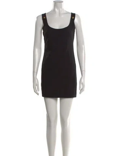Pre-owned Versace Scoop Neck Mini Dress In Black