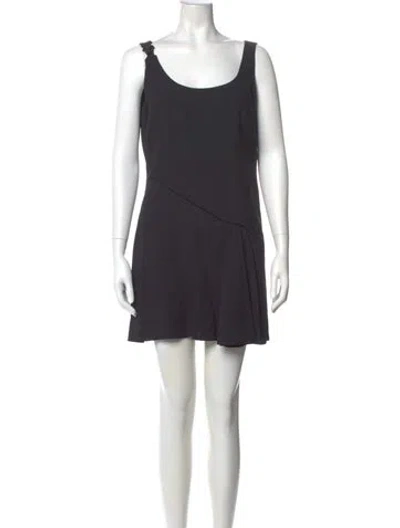 Pre-owned Versace Scoop Neck Mini Dress In Gray