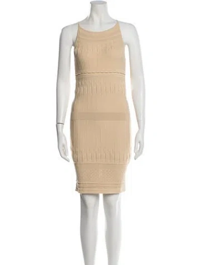 Pre-owned Versace Scoop Neck Mini Dress In Neutral