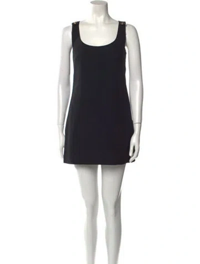 Pre-owned Versace Scoop Neck Mini Dress W/ Tags In Black