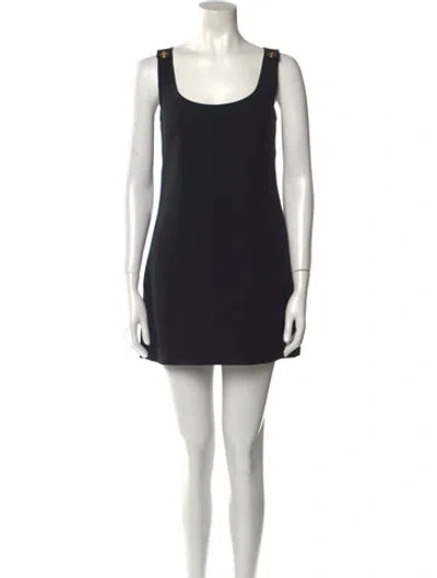 Pre-owned Versace Scoop Neck Mini Dress W/ Tags In Black