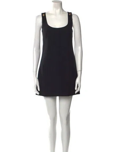 Pre-owned Versace Scoop Neck Mini Dress W/ Tags In Black